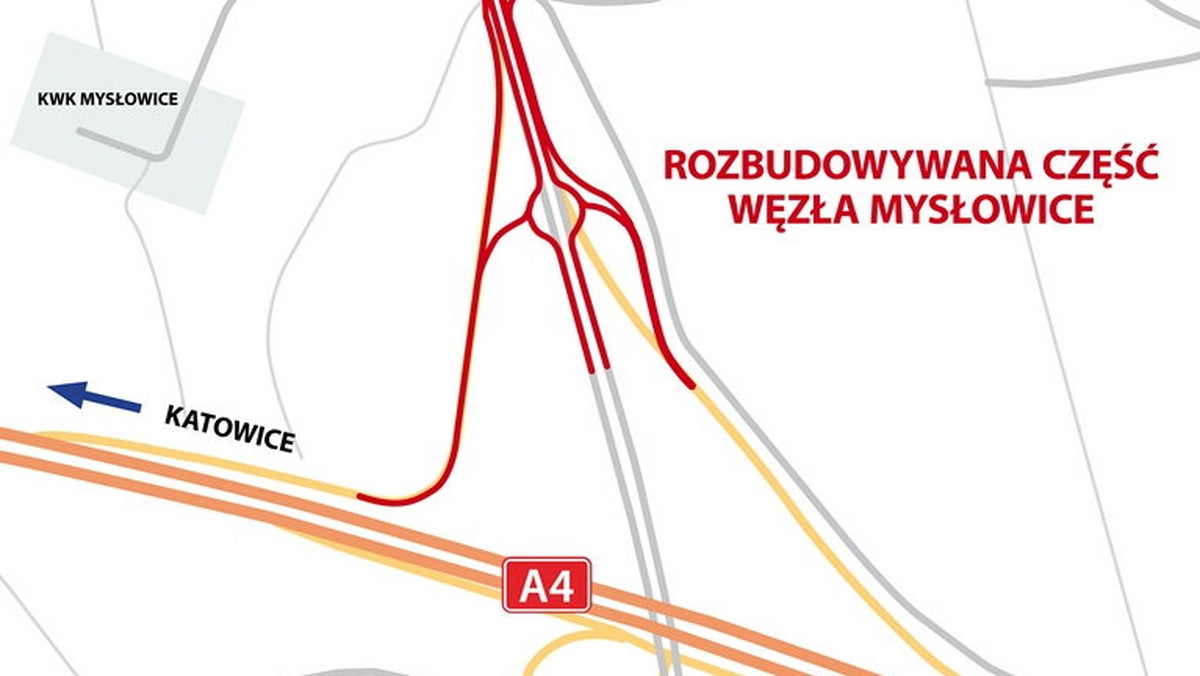 Dziś rusza rozbudowa Węzła Mysłowice na autostradzie A4 Katowice-Kraków, która umożliwi jazdę na węźle we wszystkich kierunkach. Na czas trwania prac wprowadzona zostanie tymczasowa organizacja ruchu.
