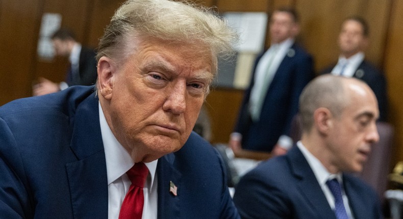 Former U.S. President Donald Trump appears in Manhattan Criminal Court.Jeenah Moon-Pool/Getty Images