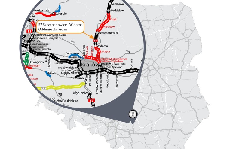 Droga ekspresowa S7 na odcinku od węzła Szczepanowice do węzła Widoma