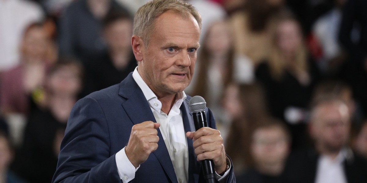 Donald Tusk podczas konwencji w Radomiu.