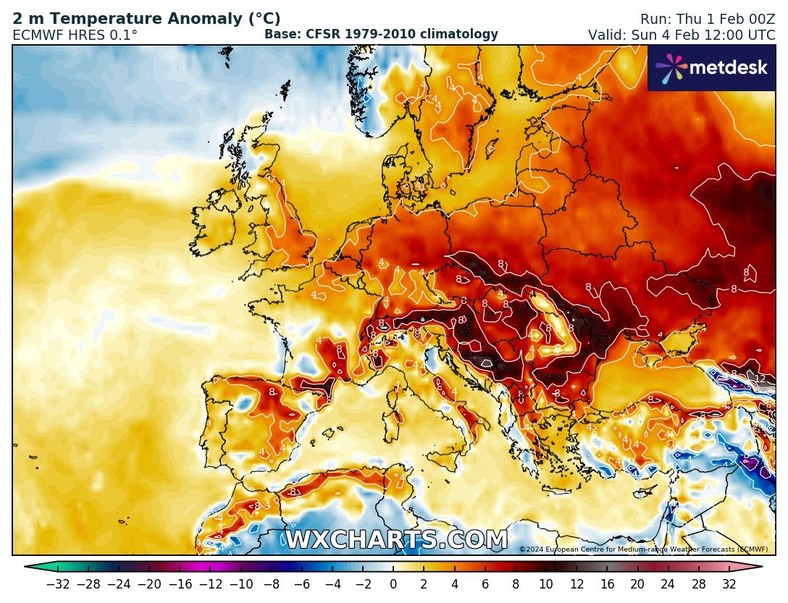 Bardzo wysokie temperatury w kolejnych dniach będą dominować nie tylko w Polsce, ale i w większości Europy