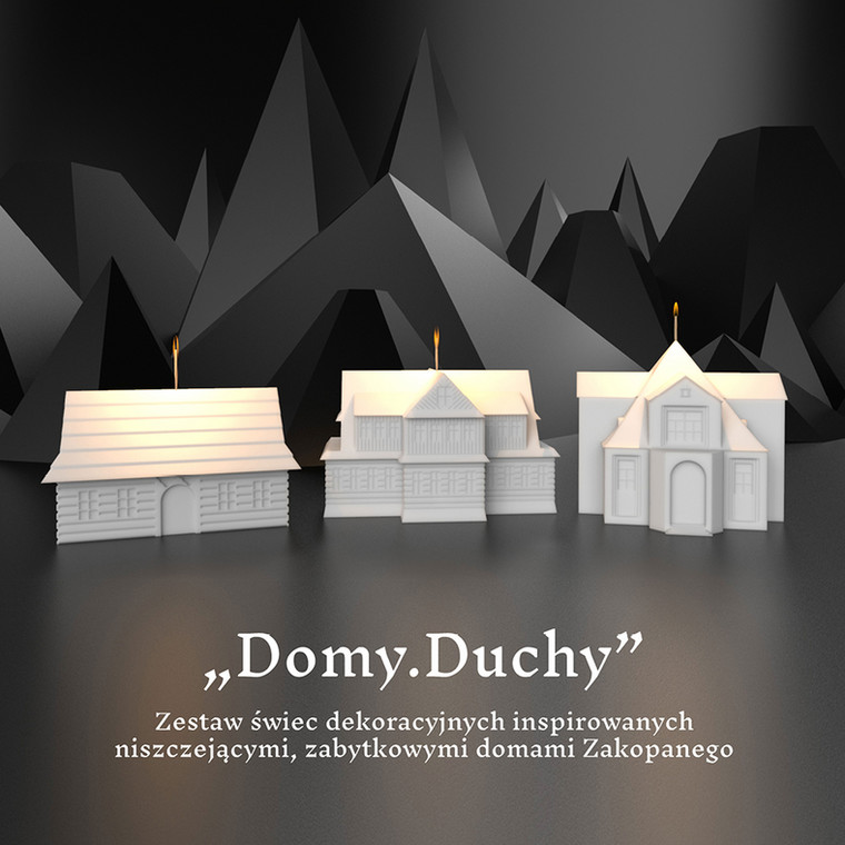 Projekt pamiątki z Zakopanego "Domy Duchy"