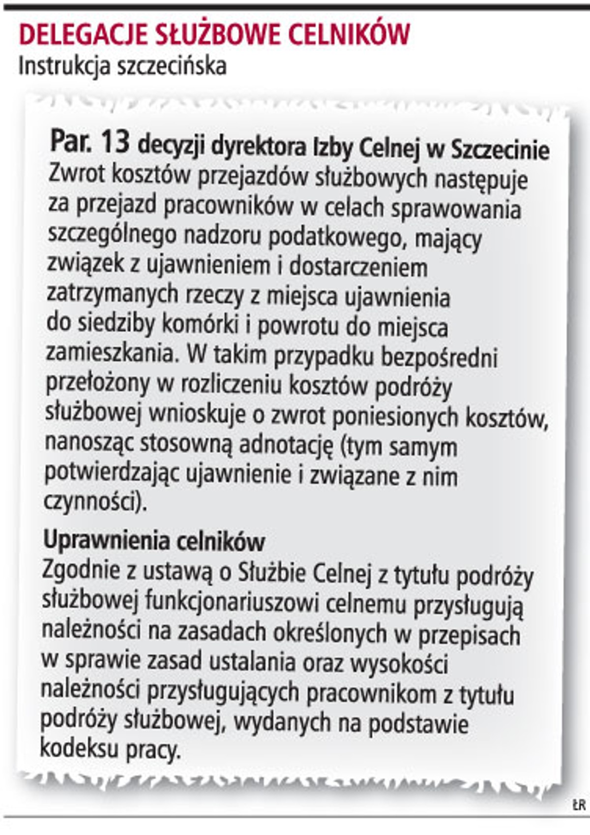 Delegacje służbowe celników