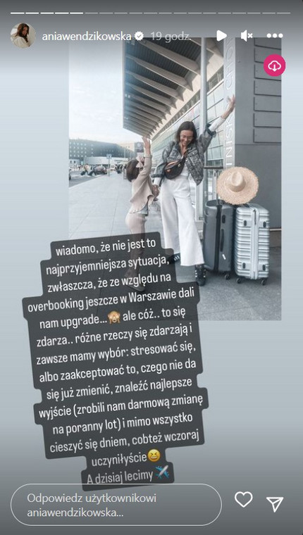 InstaStory z profilu Anny Wendzikowskiej