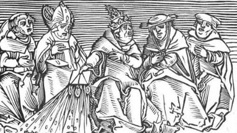 Polityka papieska, rycina luterańskiego artysty XVI-wiecznego Lucasa Cranacha starszego z serii „Antichristus” - domena publiczna