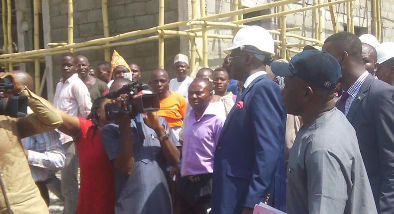 Minister of Power, Works and Housing, Babatunde Fashola, during inspection of FHA Zuba mass housing site [nan]