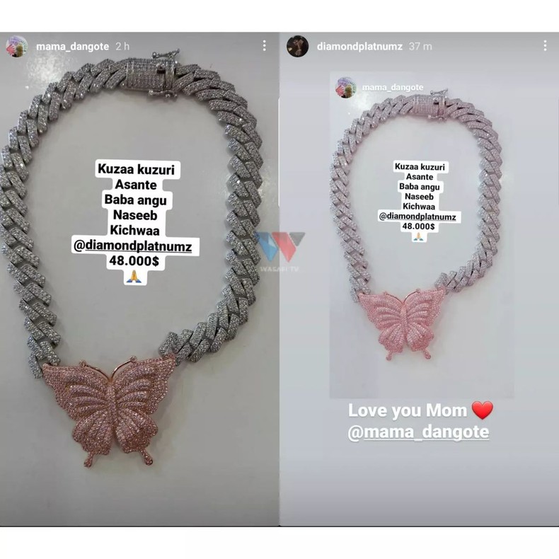 Diamond gifts his mother Sh5.4 million chain and she is happy [screenshot]
