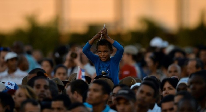 People gather at the Revolution Square to pay homage to late Cuban revolutionary leader Fidel Castro, in Havana, on November 29, 2016