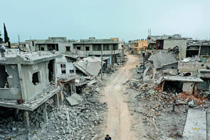 SYRIA’S SCARS The town of Afis, which has sustained widespread destruction due to heavy fighting and airstrikes by pro-regime forces, in the northwestern Idlib province