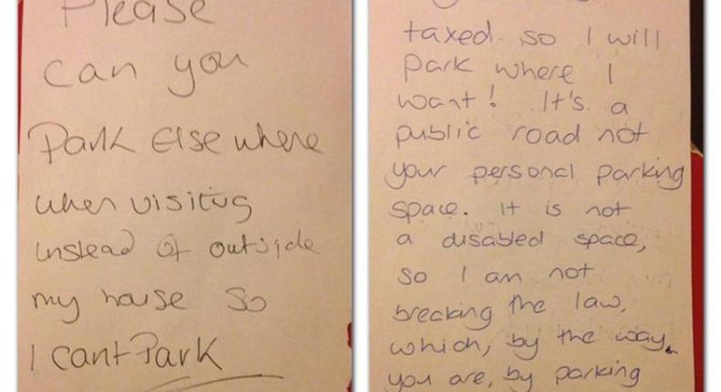 Woman insulted after she told man not to park in front of her house