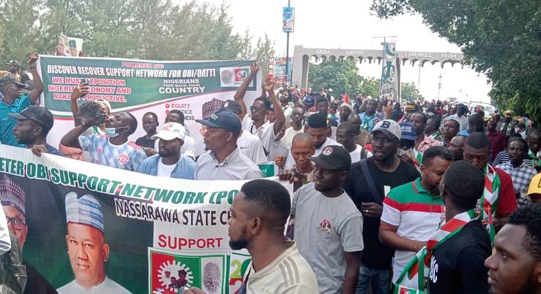 56 support groups hold 1-million-man match for Obi in Nasarawa.