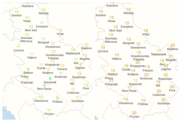 Najniže i najtoplije temperature po gradovima u nedelju