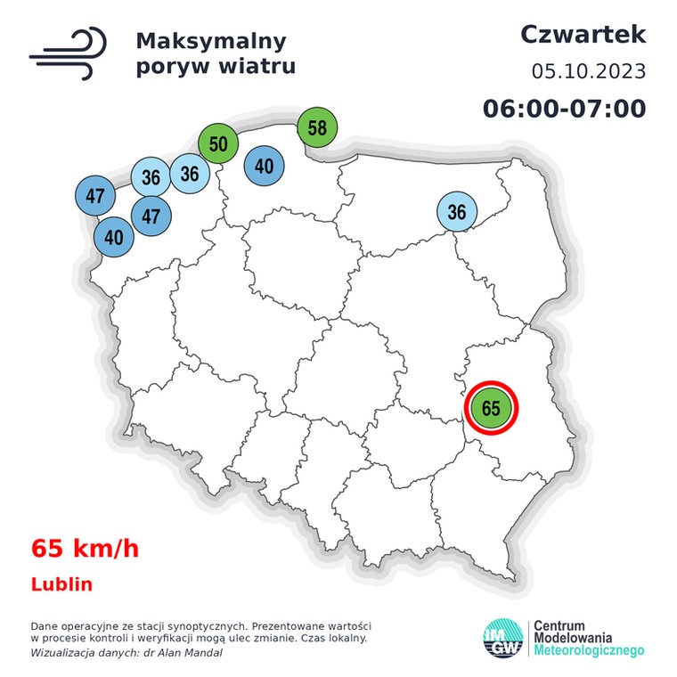 Porywy wiatru w czwartkowy poranek