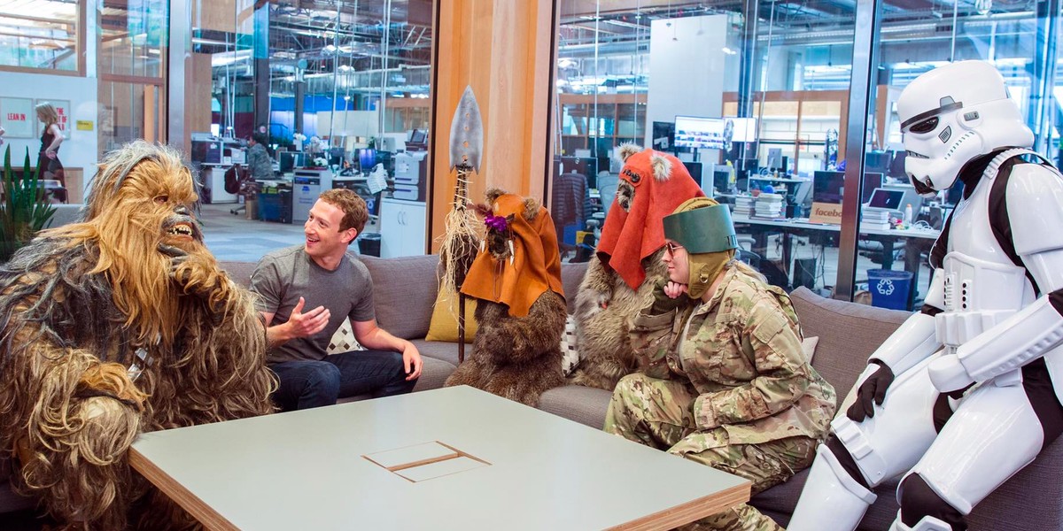 Mark Zuckerberg took the characters out of Endor to hang out with him near his office.