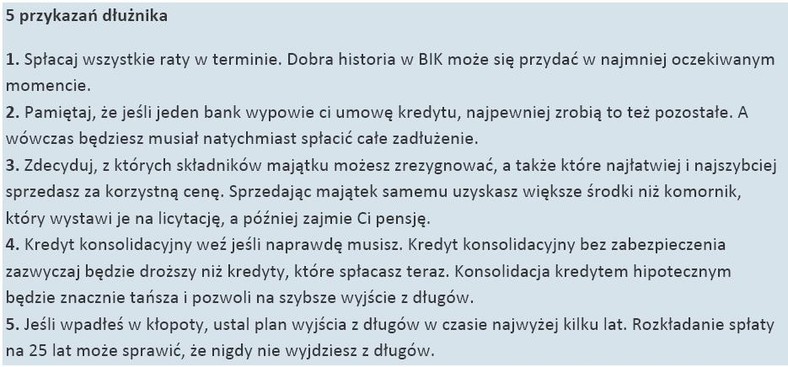 5 przykazań dłużnika