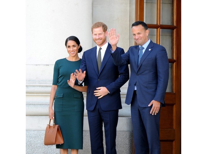 Księżna Meghan i książę Harry oraz premier Irlandii Leo Varadkar