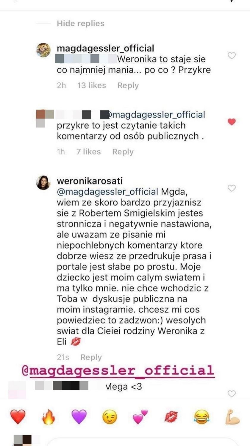 Screen wymiany zdań między Gessler i Rosati (źródło: Instagram)