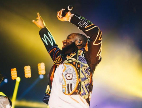 Davido wears a hand-beaded OKUNOREN jacket at his sold-out concert