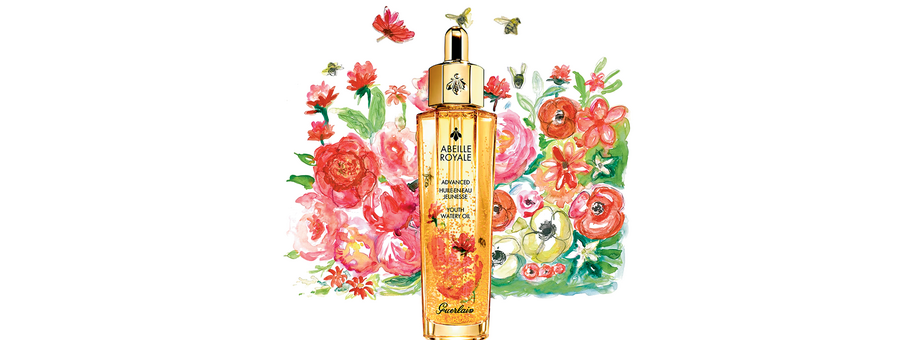 Opakowanie olejku Abeille Royale Advanced Youth Watery Oil jest częścią szerszej akcji marki Guerlain wspierającej ratowanie pszczół.
