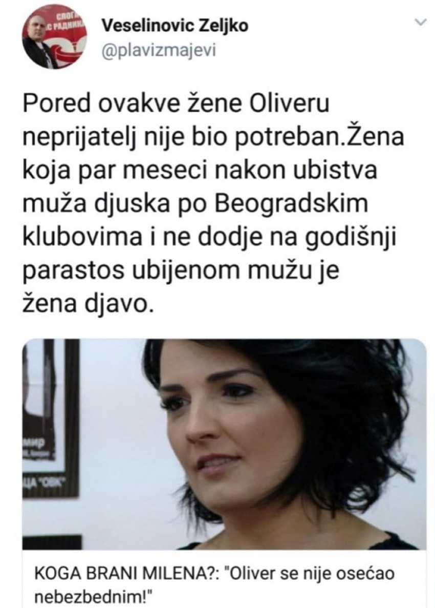 Status na Tviteru kojije objavio, pa obrisao Željko Veselinović