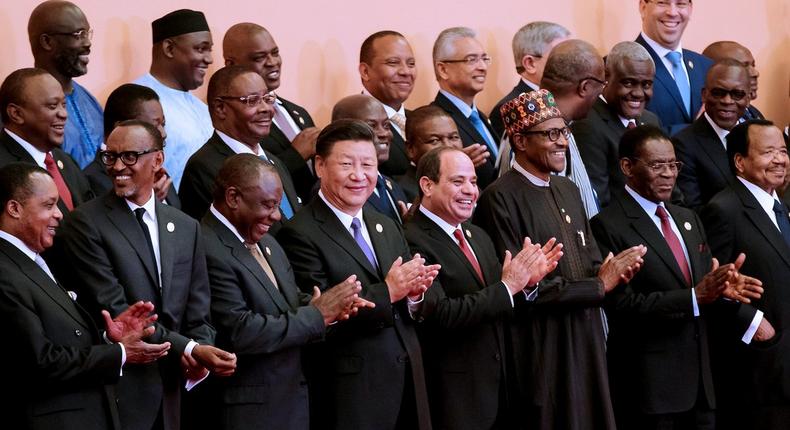 A group photograph with Chinese President Xi Jinping and African leaders attending the Forum on China-African Cooperation in Beijing, China, Monday September 3, 2018.