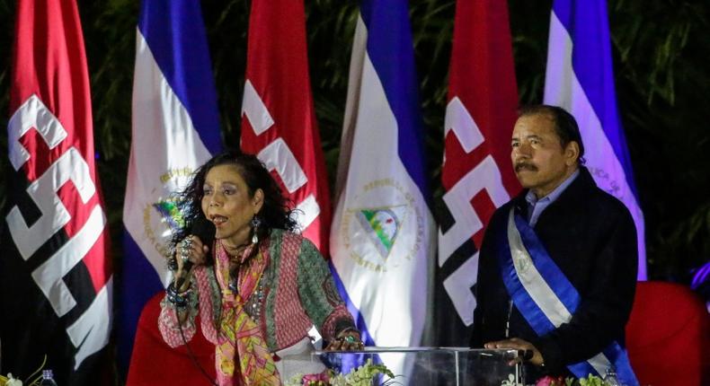 Nicaraguan President Daniel Ortega (R) and Vice-President Rosario Murillo (L) have been accused of running a harsh, incompetent and corrupt regime