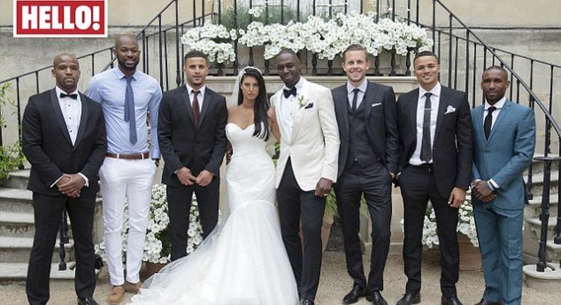 The newlyweds, Alton Thelwell, Anthony Gardner, Kyle Walker, Kavanagh, King, Gylfi Sigurdsson, Jermaine Jenas and Jermain Defoe 