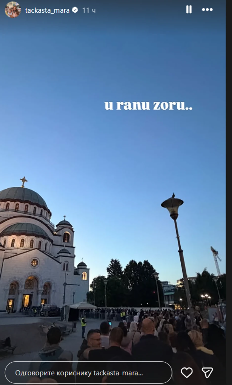 Tačkasta Mara celu noć bila ispred Hrama Svetog Save