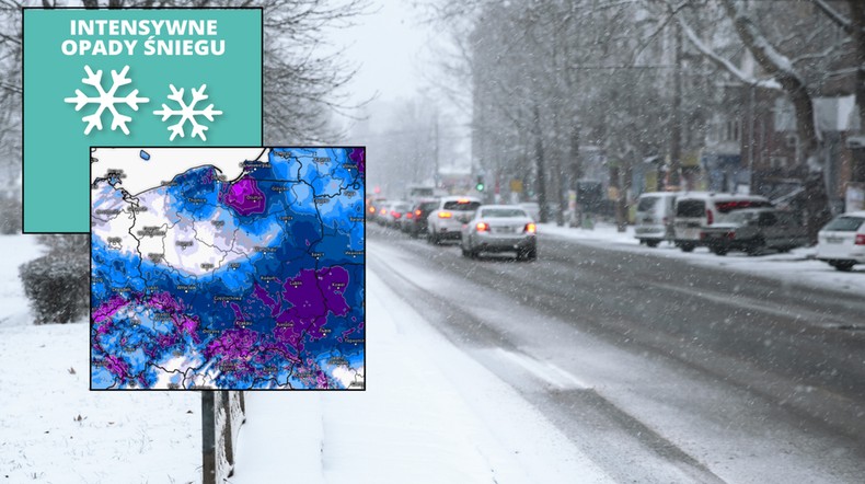 Silna śnieżyca nadciąga nad Polskę. Zagrożone duże miasta (screen: IMGW/kachelmannwetter.de)