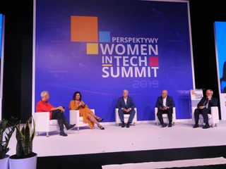 Jowita Michalska, Justyna Adamczewska, Victor Canseco, Martin Mellor, prof. Sławomir Wiak podczas Perspektywy Women in Tech Summit