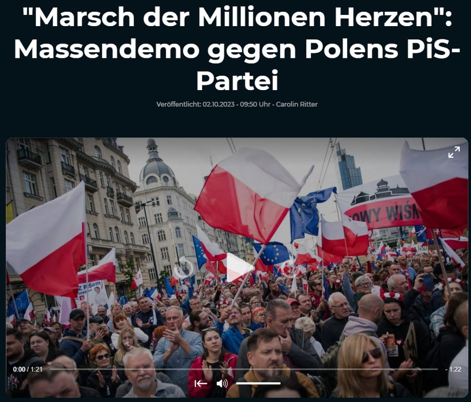 Niemiecka stacja ProSieben relacjonowała sytuację z "Marszu miliona serc".