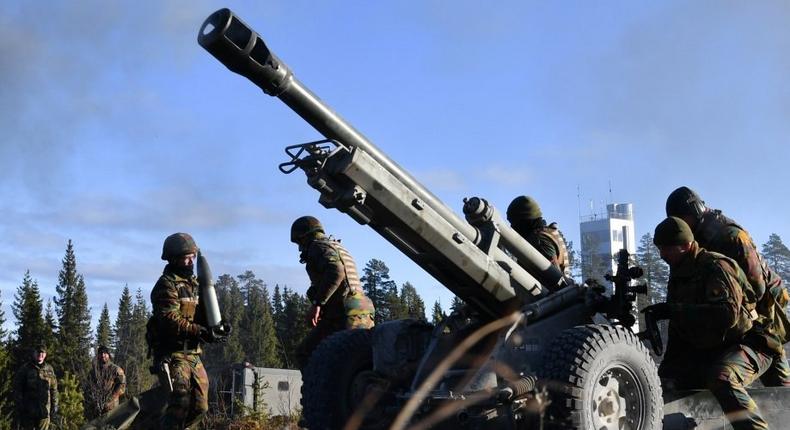 A Belgian Howitzer battery team fires a round downrange at Rena Firing Range, Norway on October 27, 2018. The unit is part of NATOs Very High Readiness Joint Task Force, which is exercising in Norway as part of Trident Juncture 2018.