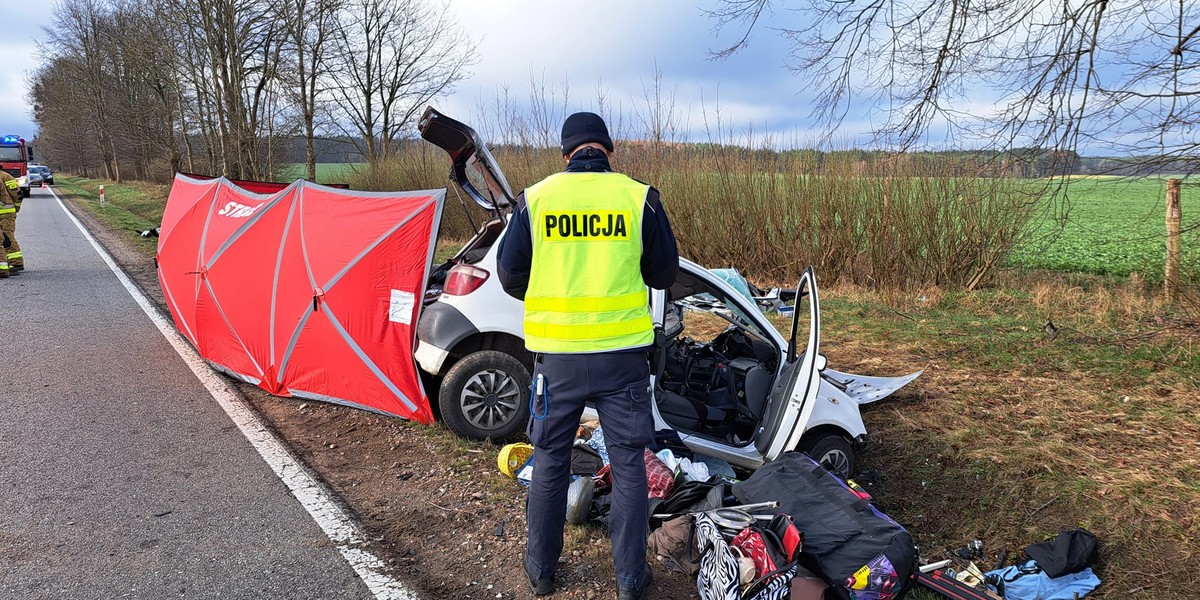 Dramatyczne sceny rozegrały się w niedzielę, 24 marca, rano. Ratowników wezwano na drogę krajową nr 21 pomiędzy Dretyniem a Miastkiem.