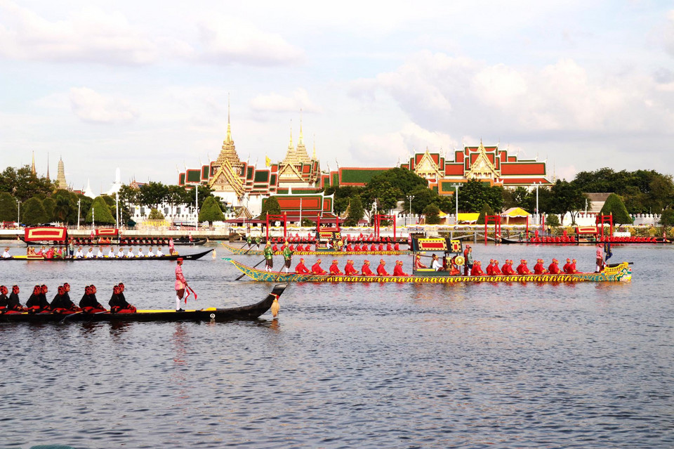 Procesja Królewskiej Łodzi w Bangkoku (próba ceremonii), Tajlandia