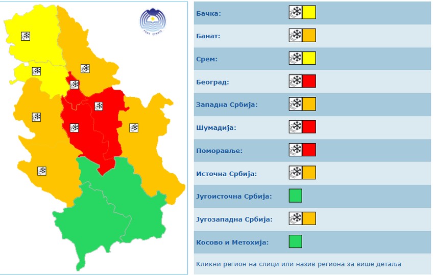 Meteoalarm za Badnji dan