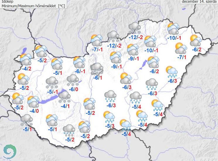 Szerdán az országban többfelé lehet hóesés /Fotó: met.hu