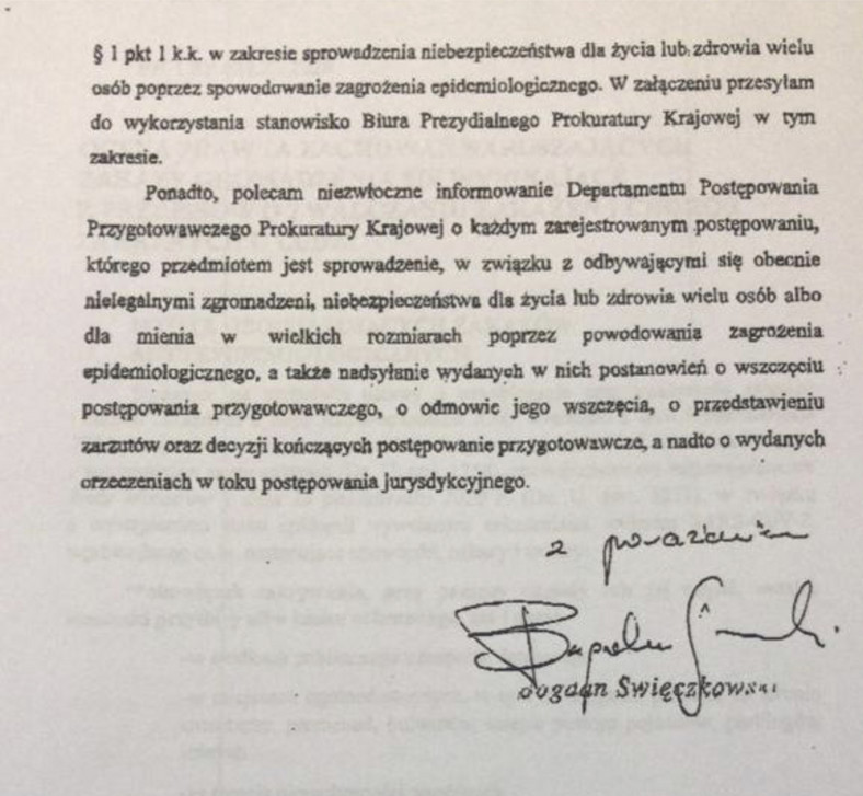 Druga część pisma Bogdana Święczkowskiego do prokuratorów 