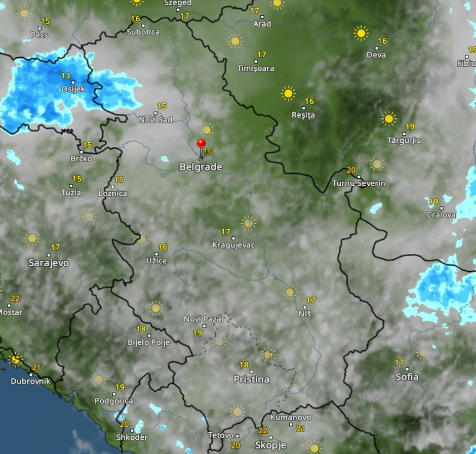 Prodor novog kišnog oblaka u 16h
