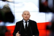 Kaczynski, the leader of the ruling Law and Justice Party speaks during a news conference in Warsaw