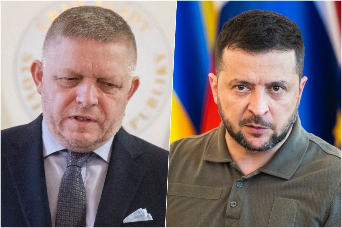 Slovenský premiér Robert Fico a ukrajinský prezident Volodymyr Zelenskyj.