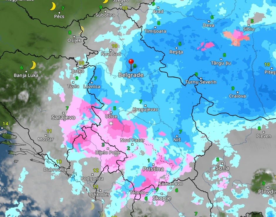 Kretanje nevremena sutra u 22 časa