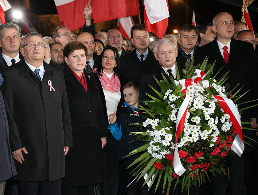 Jarosław Kaczyński i politycy PiS w Krakowie w Święto Niepodległości