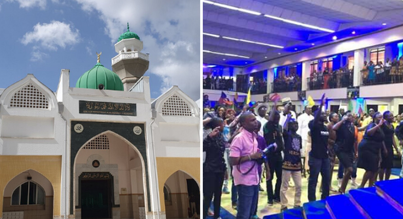 Jamia Mosque and a congregtion at the Jubilee Christian Church during a past service