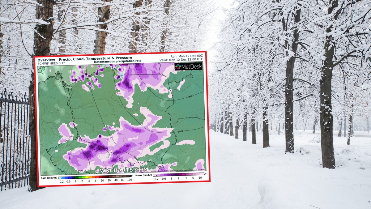 Pogoda na dziś, 12 grudnia. Kolejne śnieżyce nad Polską. Będzie coraz zimniej