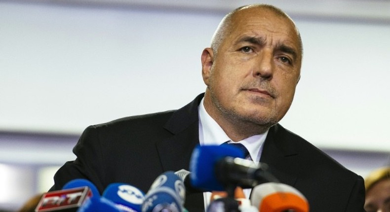 Bulgarian Prime Minister Boyko Borisov announces his resignation in Sofia on November 13, 2016