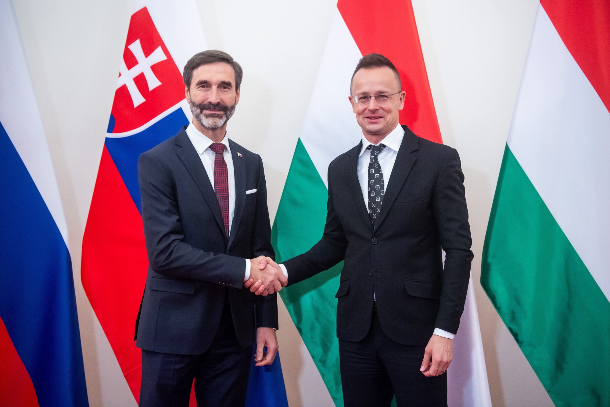 Juraj Blanár na návšteve Budapešti s maďarským šéfom diplomacie Pétrom Szijjártóm.