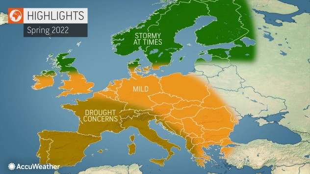 Prognoza pogody dla Europy na wiosnę 