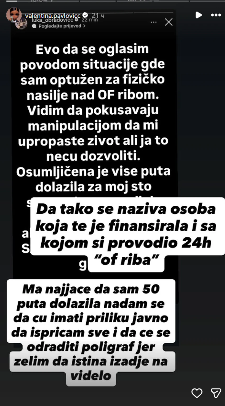 Inluenserka optužila Luku Silnog za nasilje