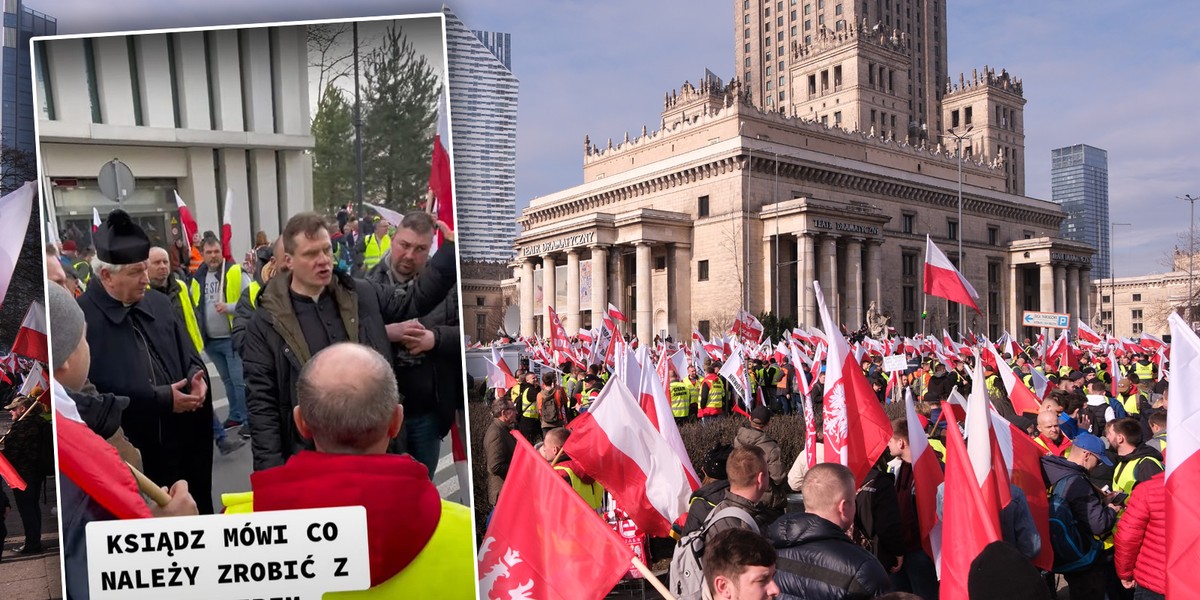 Dziwne zachowanie księdza na proteście rolników.