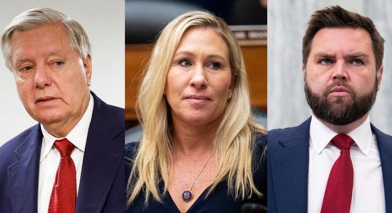 Sen. Lindsey Graham, Rep. Marjorie Taylor Greene, and Sen. JD Vance are among the Republican elected officials already backing Trump in 2024.Anna Moneymaker/Getty Images; Bill Clark/CQ-Roll Call via Getty Images; Tom Williams/CQ-Roll Call via Getty Images
